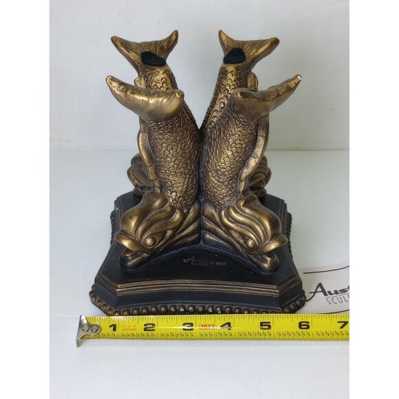 Austin Sculpture Figural Statue Dolphin Pedestal Signed Vintage 1993 - Picture 9 of 11